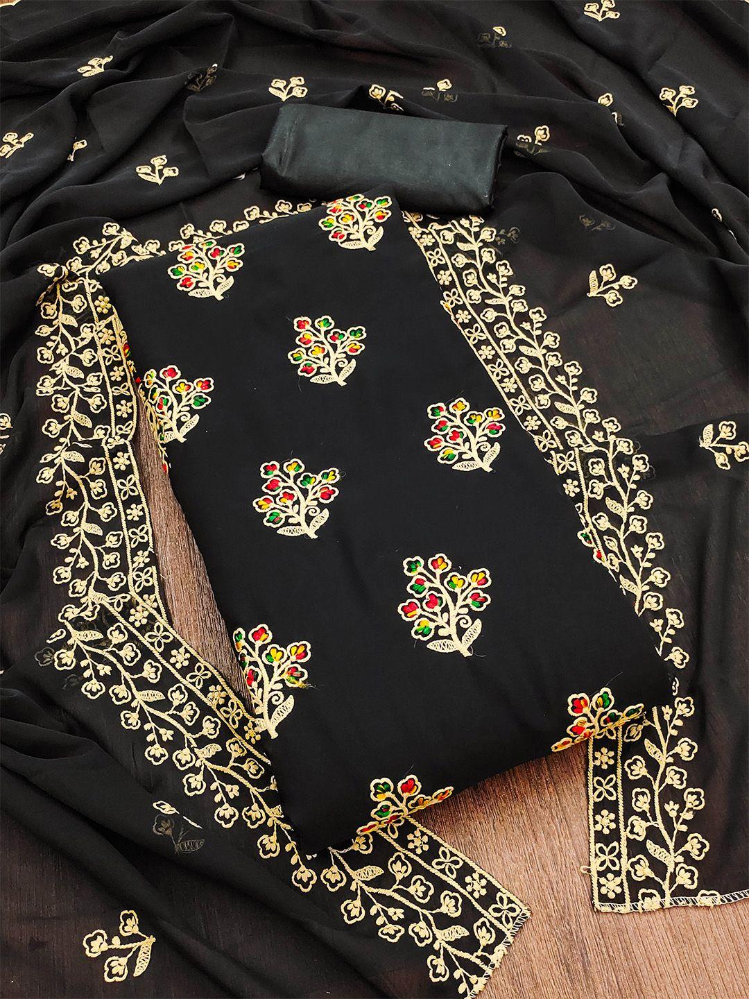 kalini floral embroidered silk georgette unstitched dress material