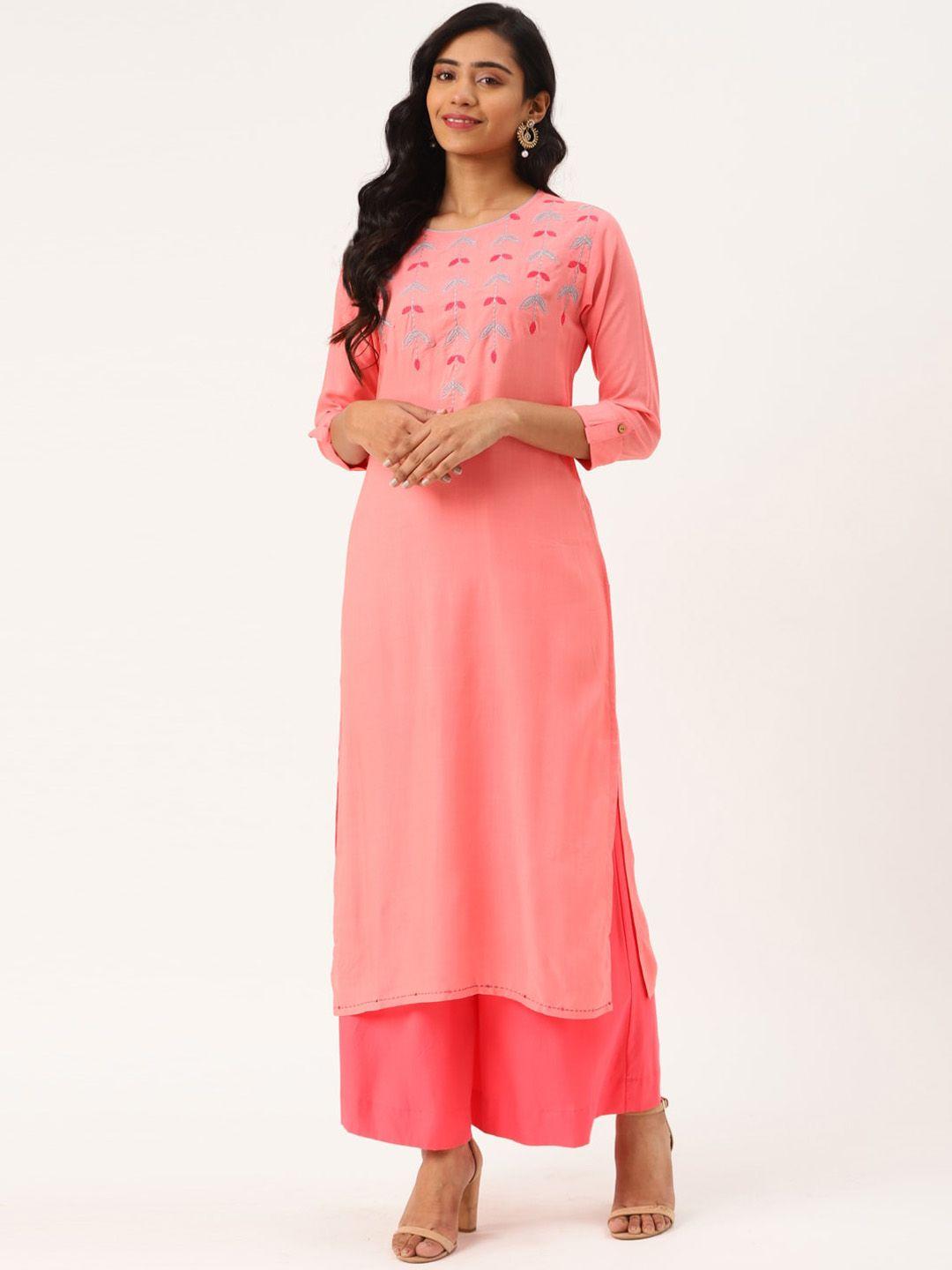 kalini floral embroidered straight kurta