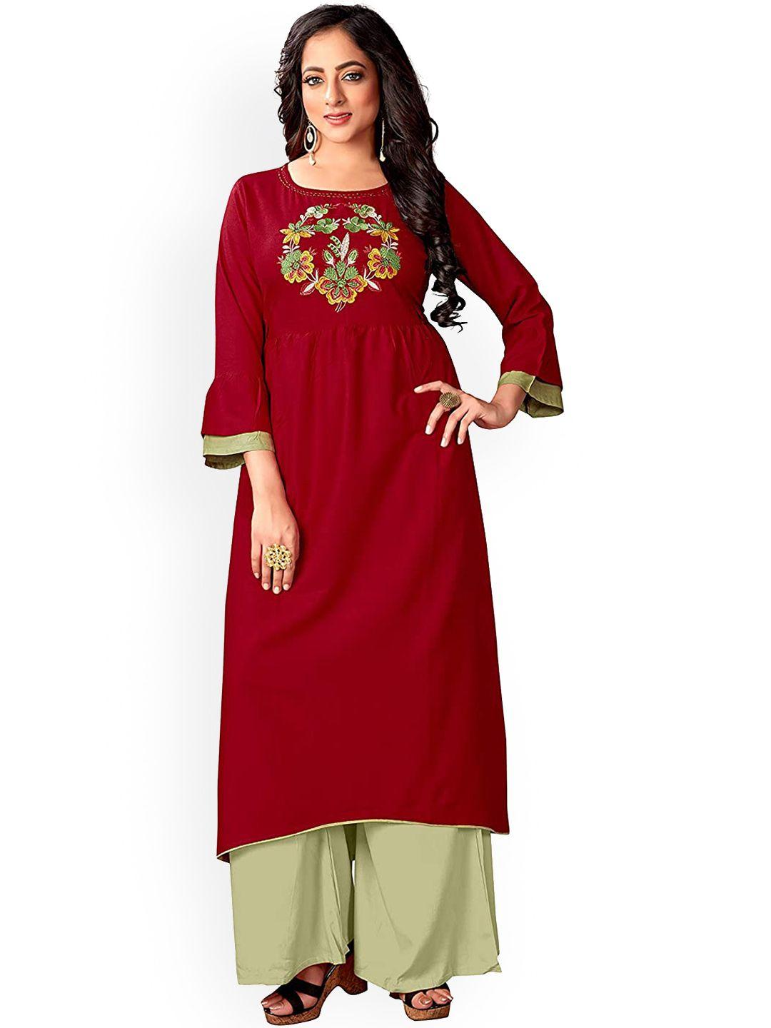 kalini floral embroidered thread work kurta