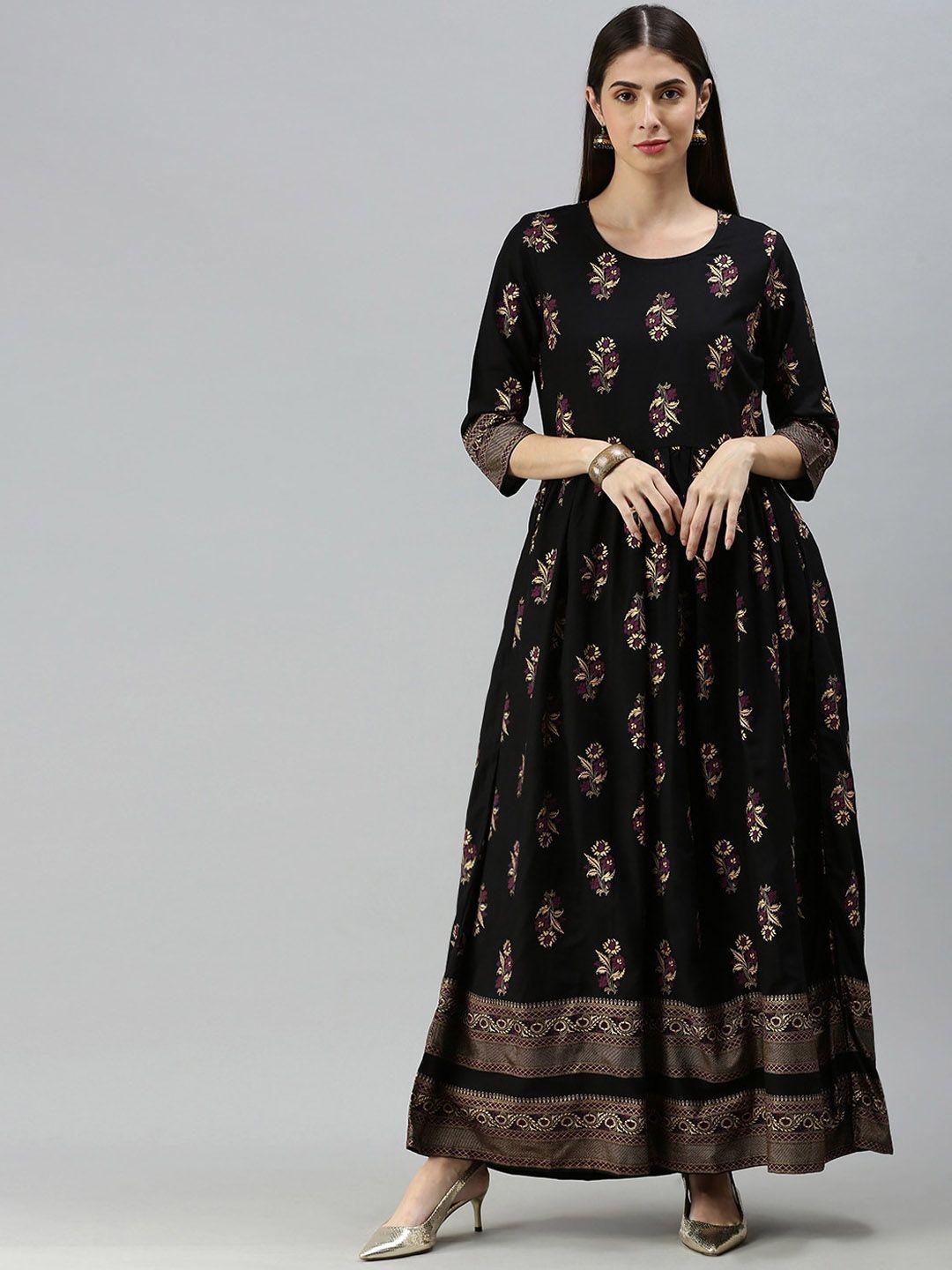 kalini floral foil printed anarkali kurta