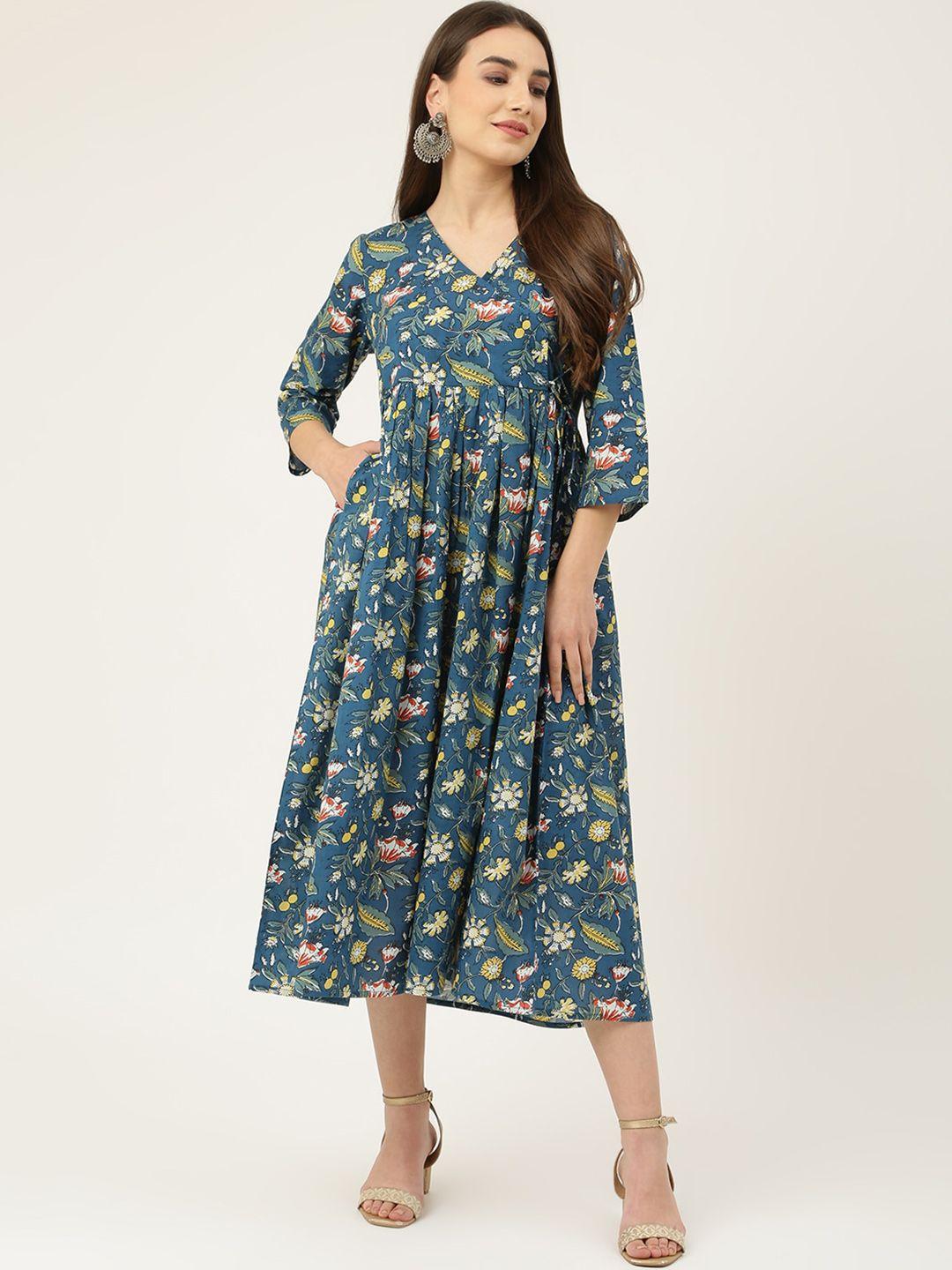 kalini floral print a-line midi dress