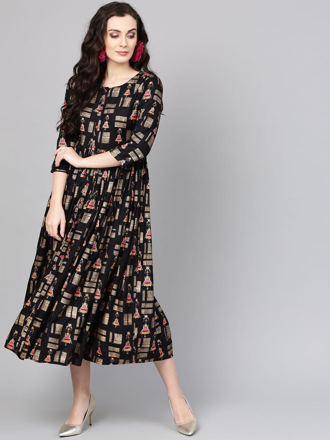 kalini floral print a-line midi dress