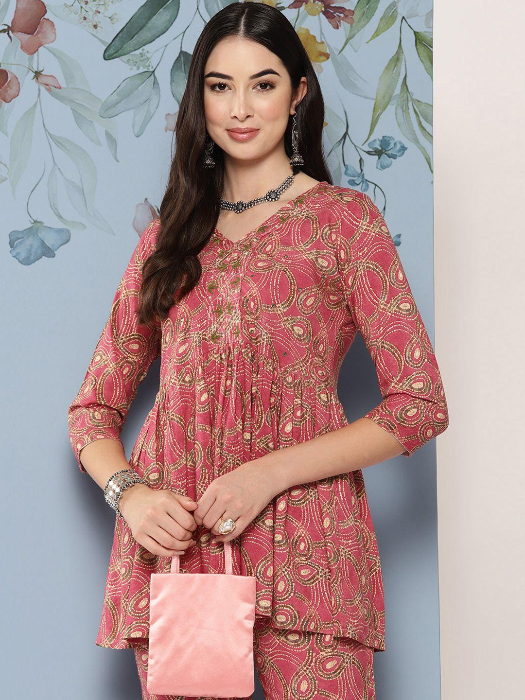 kalini floral print empire kurti with palazzos