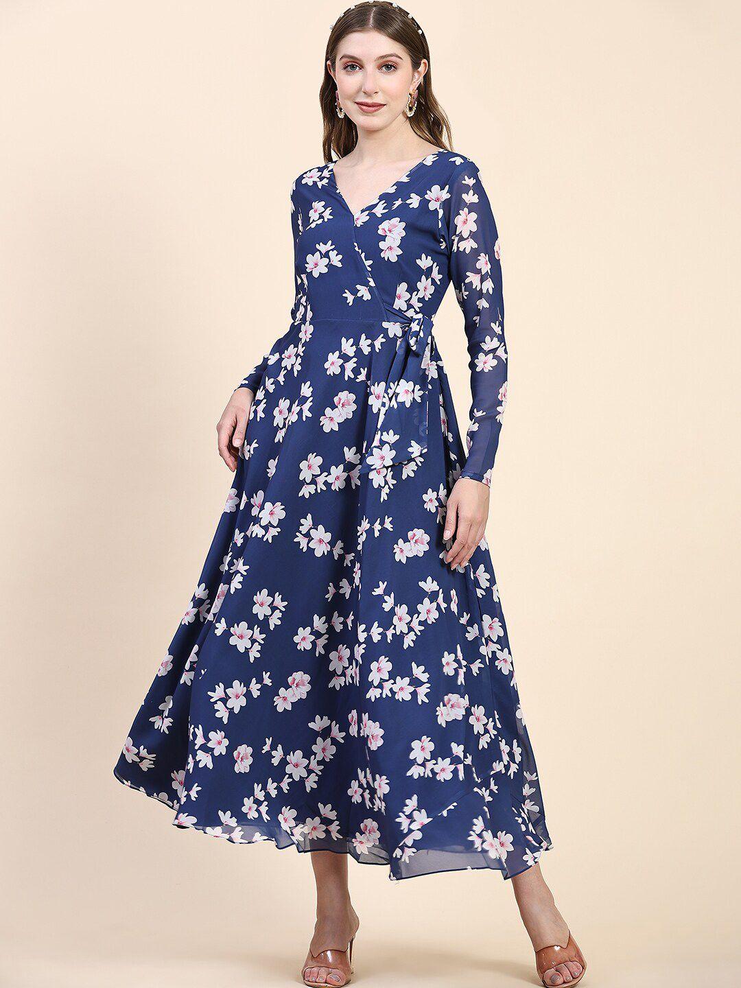 kalini floral print midi wrap dress