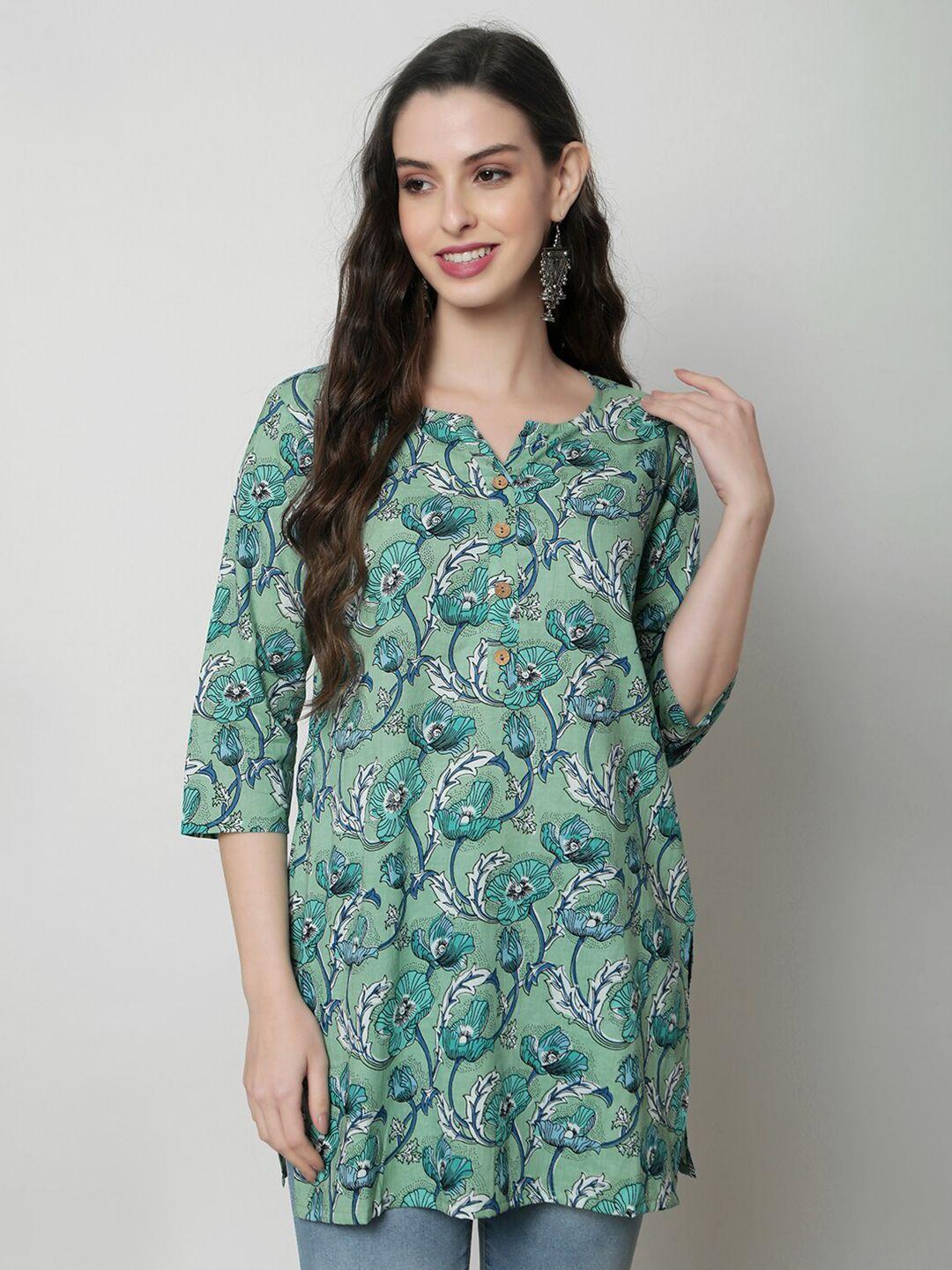 kalini floral print notch neck cotton top