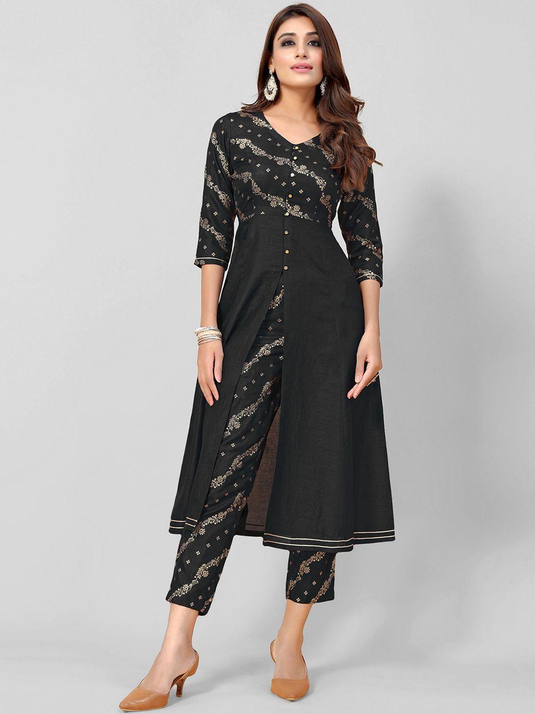 kalini floral printed a-line kurta with trousers & with dupatta