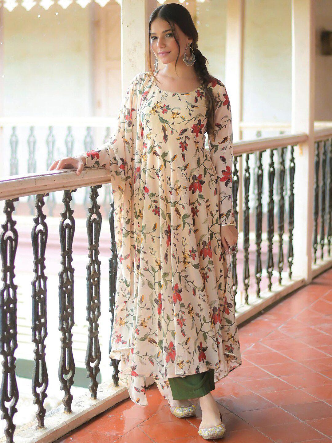 kalini floral printed anarkali kurta with dupatta