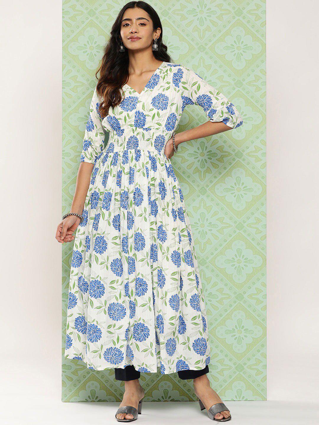 kalini floral printed cotton anarkali kurta