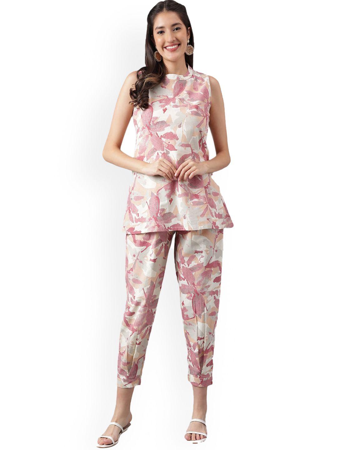 kalini floral printed cotton halter-neck top with trouser co-ords