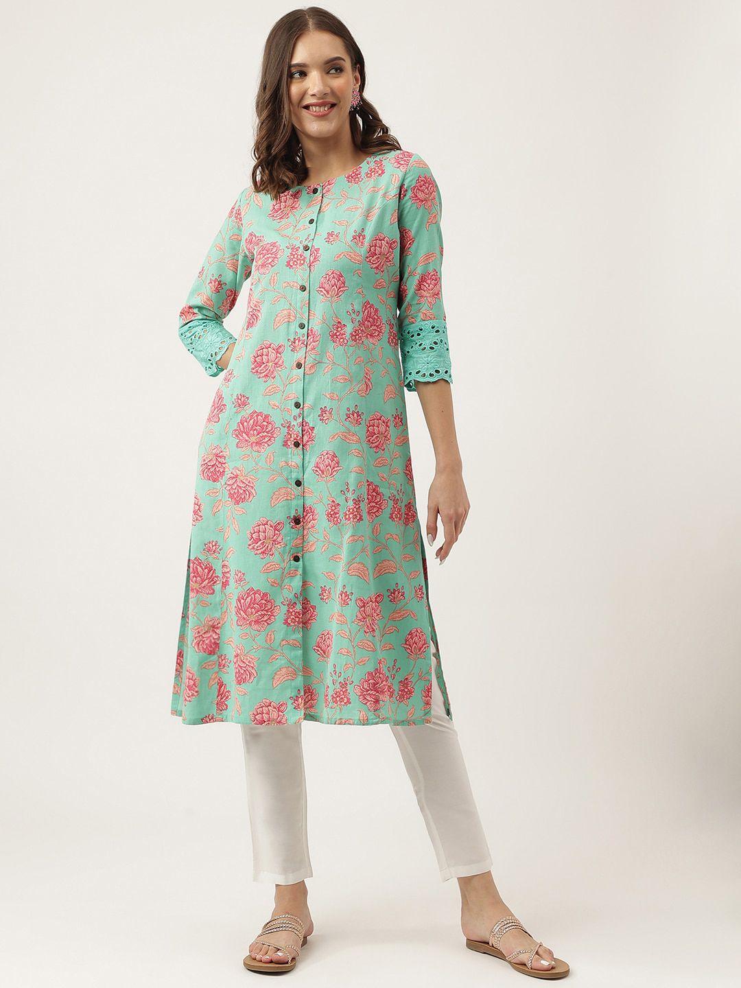 kalini floral printed cotton straight kurta