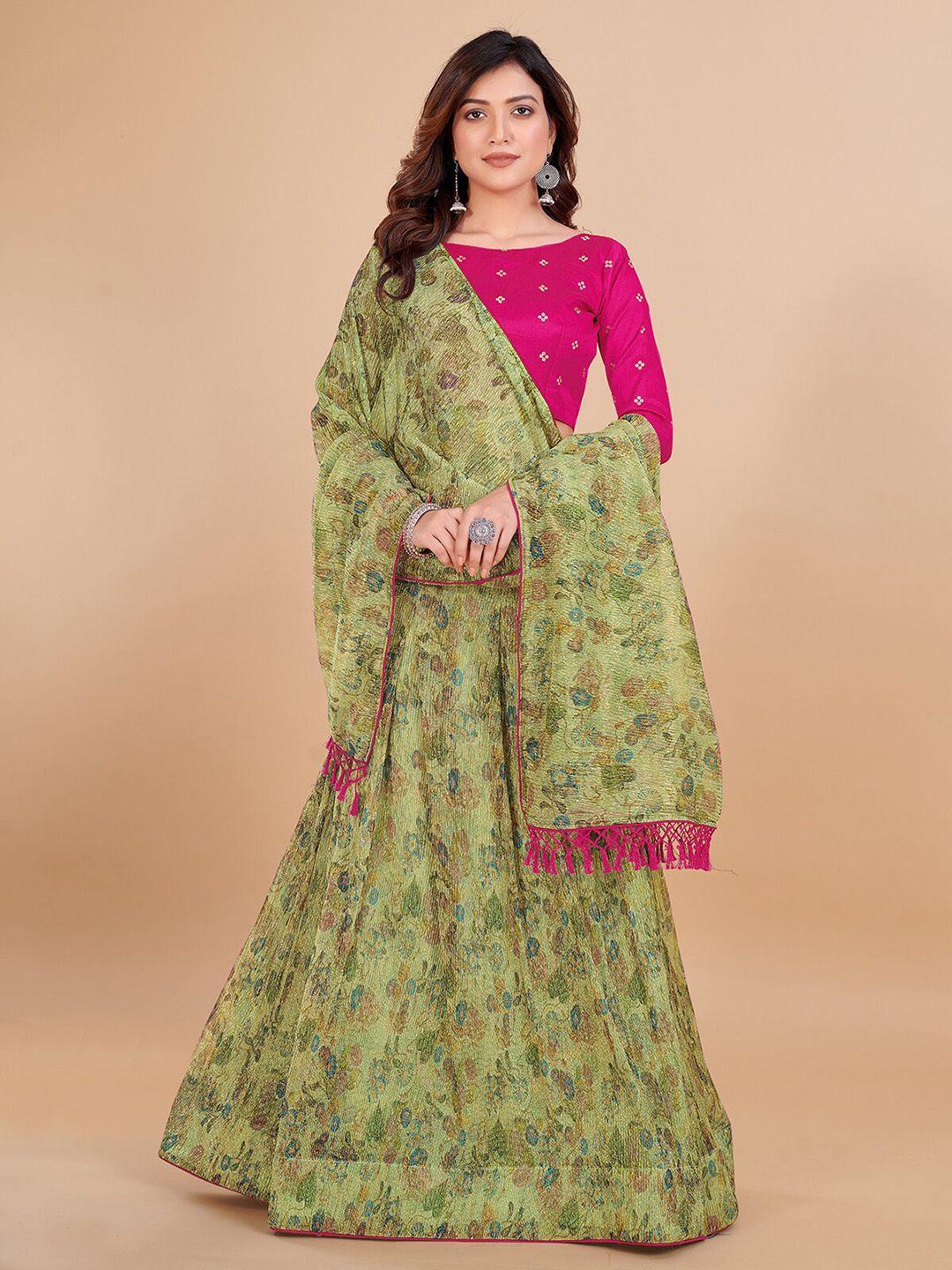 kalini floral printed embellished ready to wear lehenga & unstitched blouse with dupatta