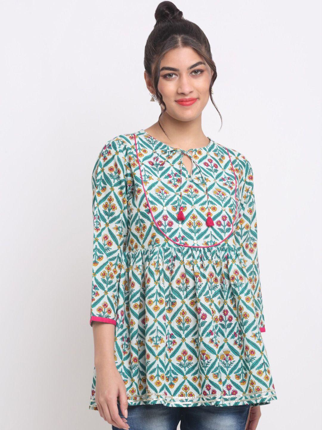 kalini floral printed empire cotton top