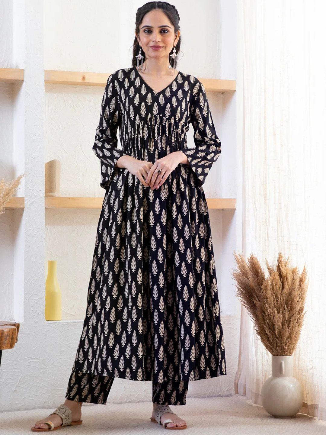 kalini floral printed empire kurta with palazzos