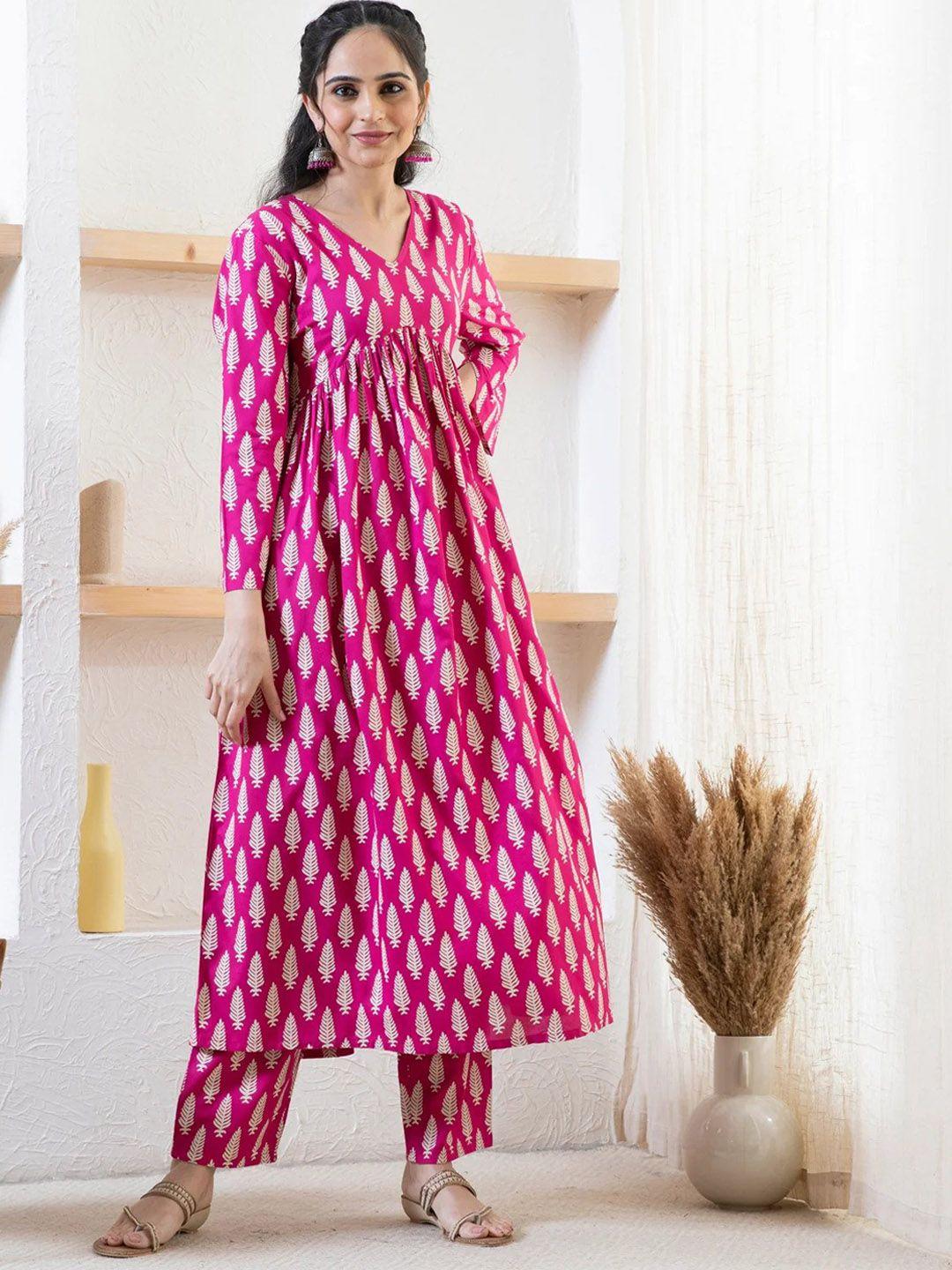 kalini floral printed empire kurta with palazzos