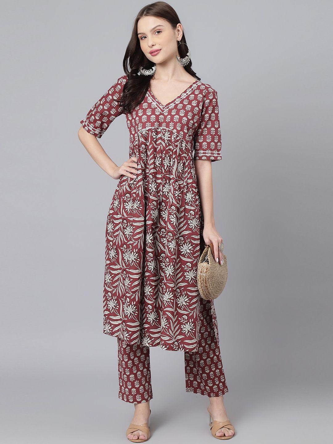 kalini floral printed empire kurta with trousers