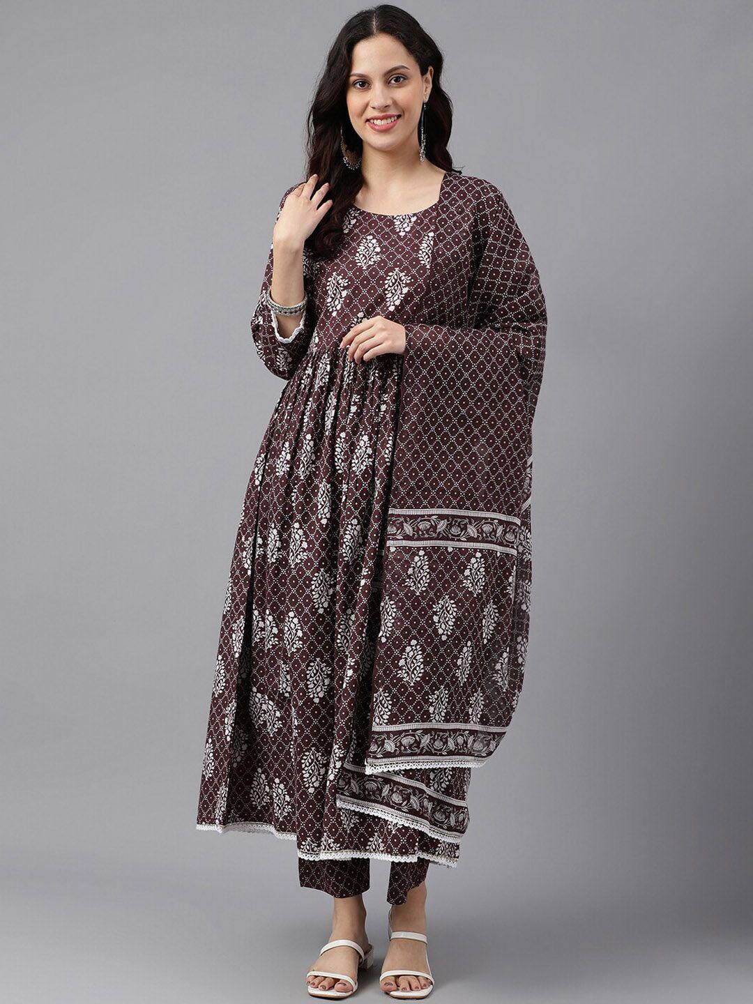 kalini floral printed empire pure cotton kurta with palazzos & dupatta