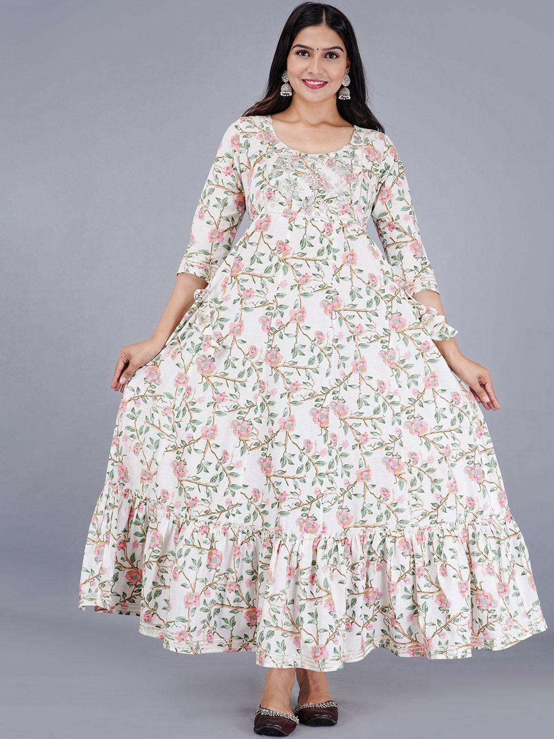 kalini floral printed fit & flare ethnic dress