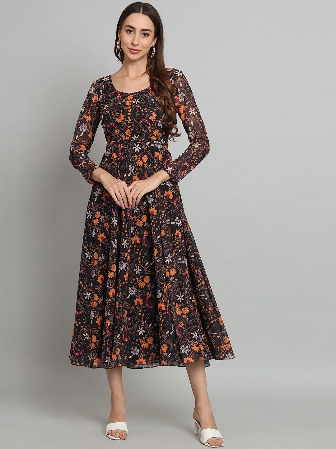 kalini floral printed fit & flare maxi gown dress