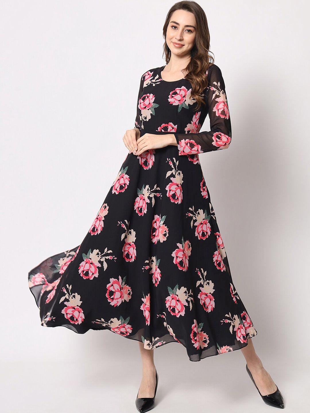 kalini floral printed fit & flare midi dress