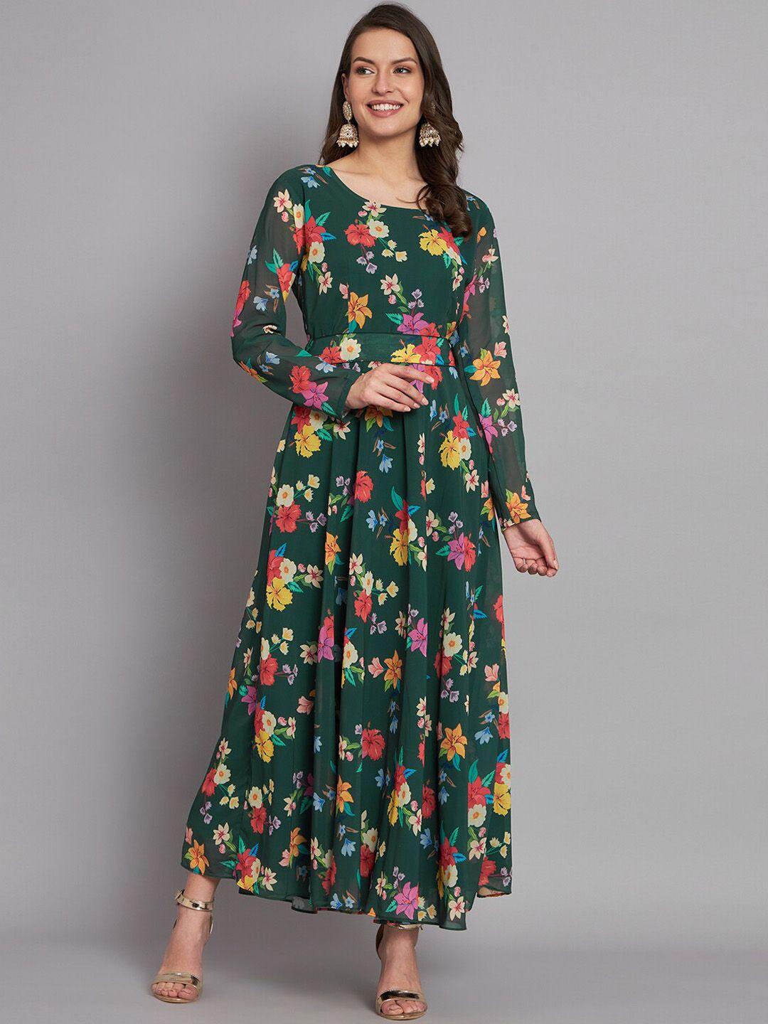 kalini floral printed fit & flared maxi gown