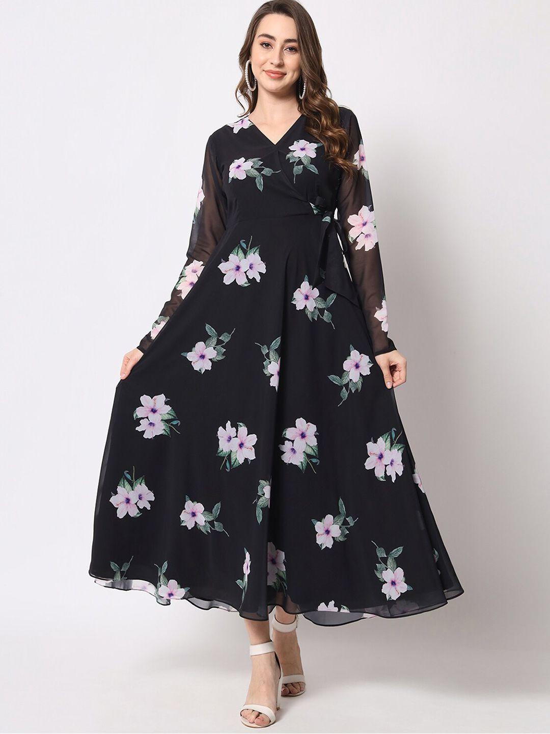 kalini floral printed gathered fit & flared midi dress