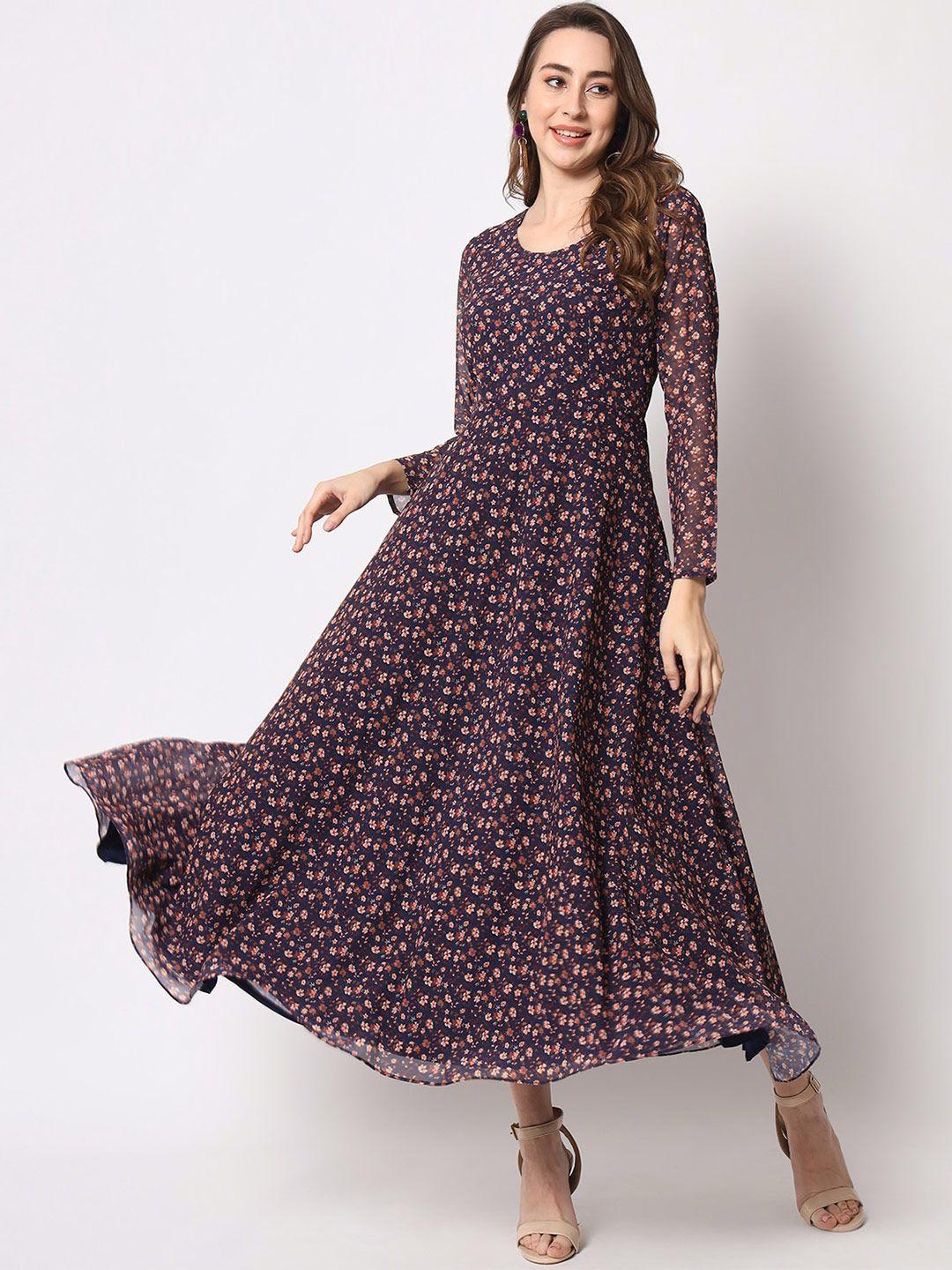 kalini floral printed georgette maxi dress