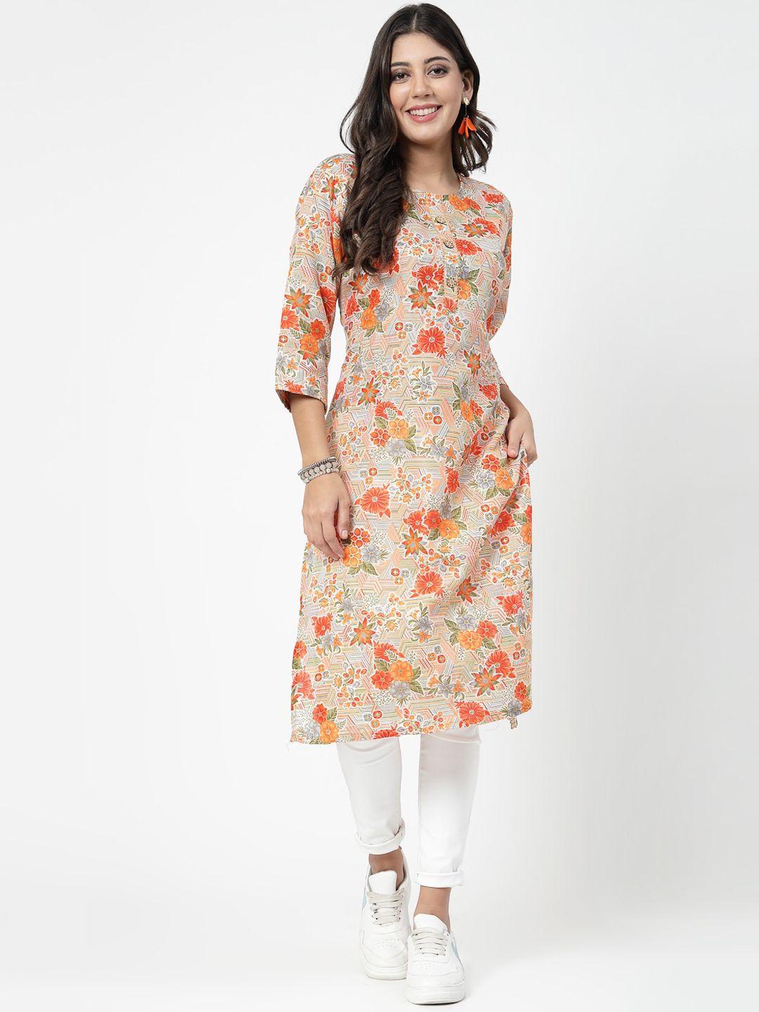 kalini floral printed gotta patti cotton straight kurta