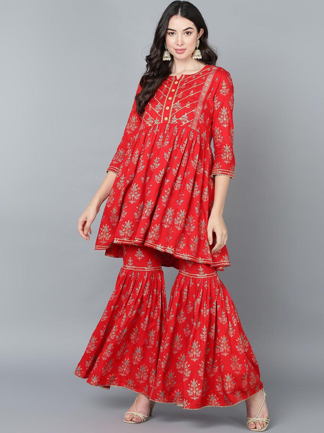 kalini floral printed gotta patti kurti with sharara