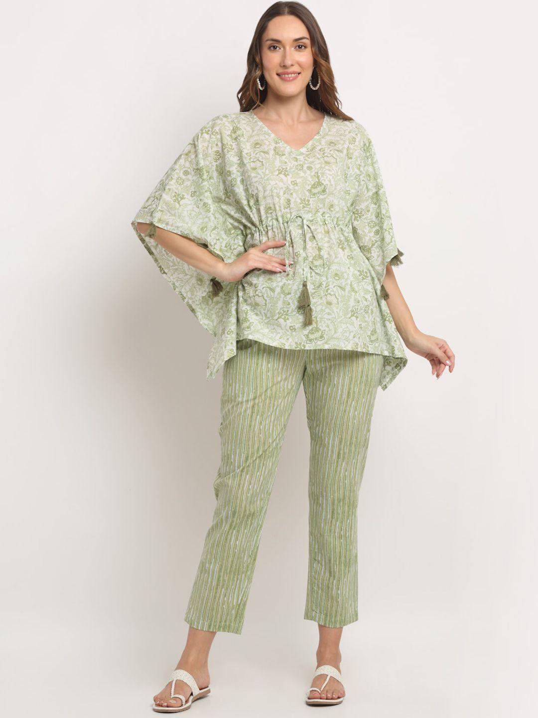 kalini floral printed kaftan top with trousers