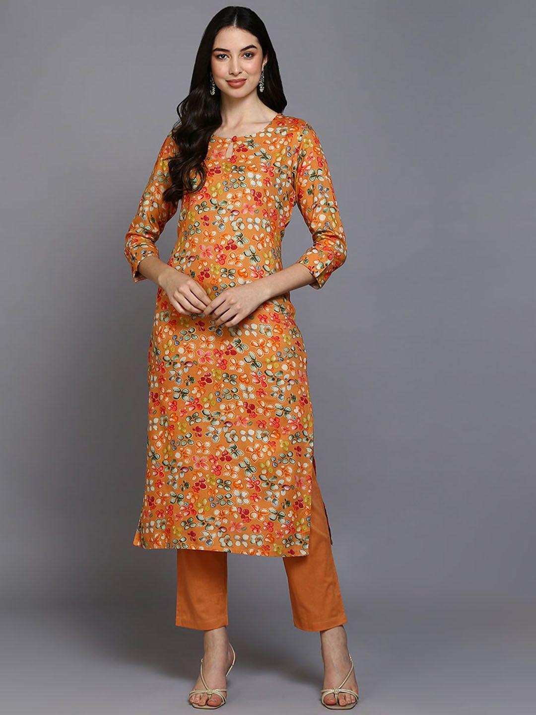 kalini floral printed key hole neck kurta