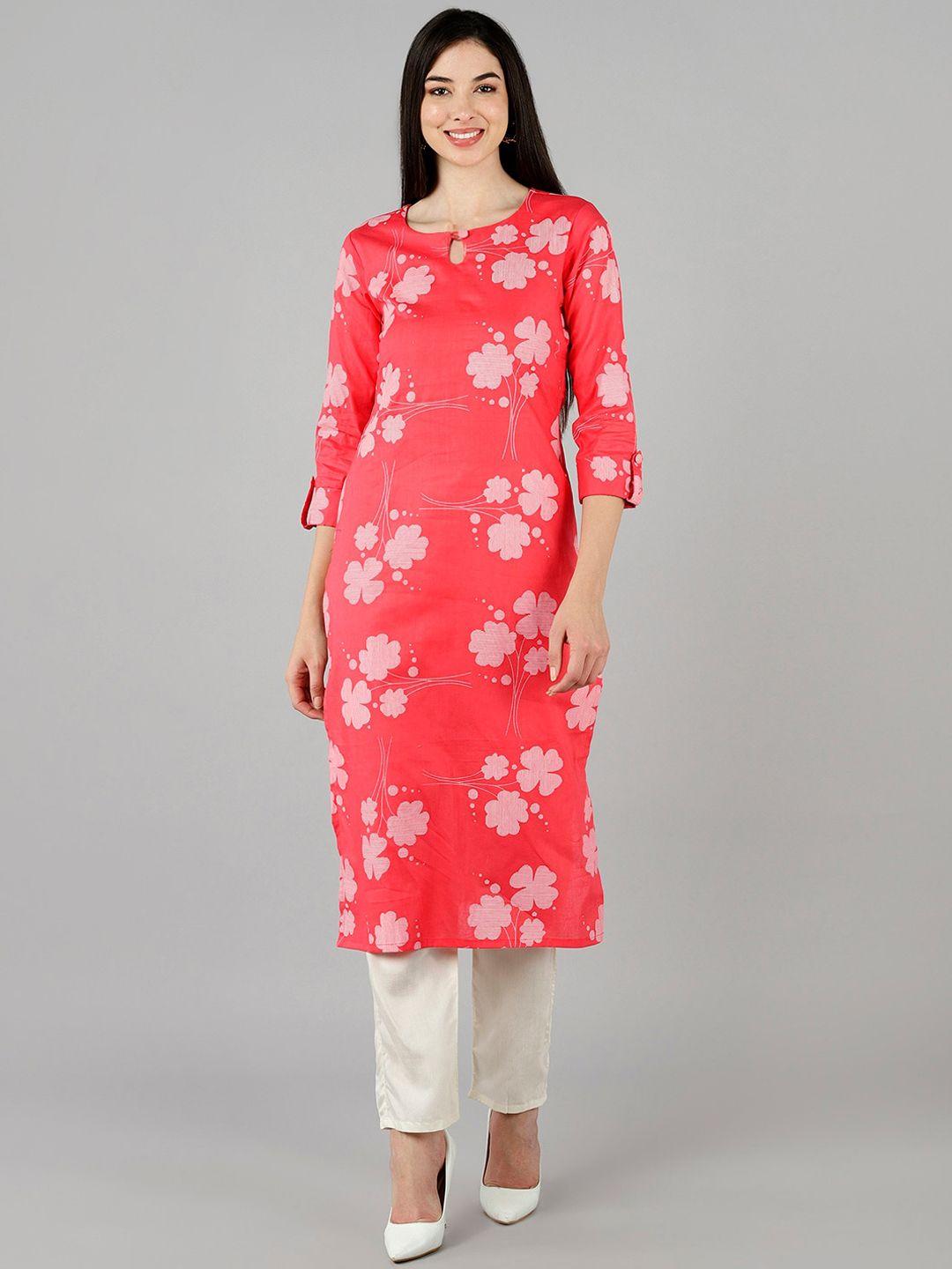 kalini floral printed keyhole neck cotton kurta