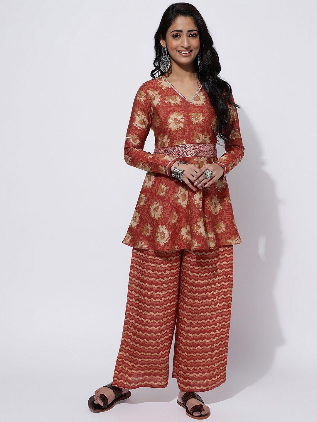 kalini floral printed kurti with palazzos