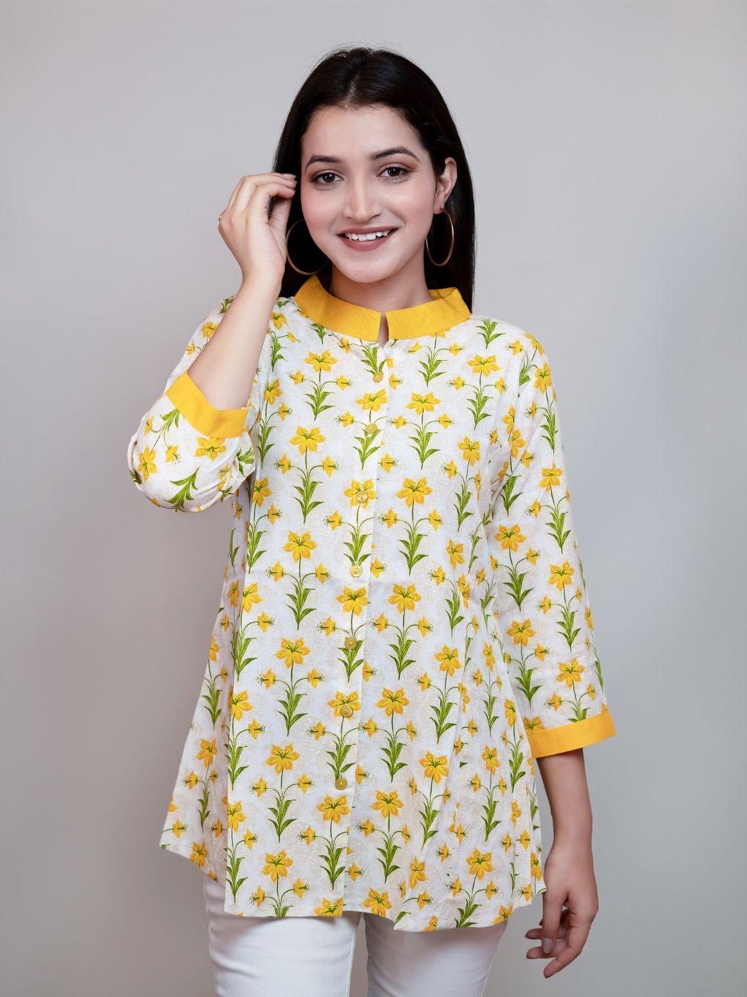 kalini floral printed mandarin collar a-line kurti