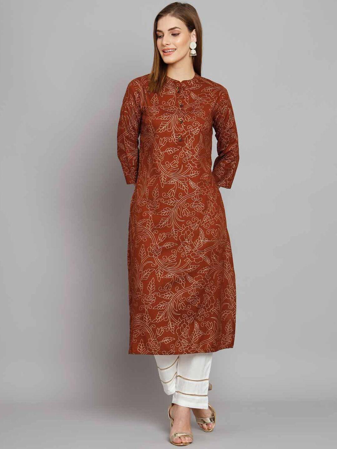 kalini floral printed mandarin collar kurta with palazzos