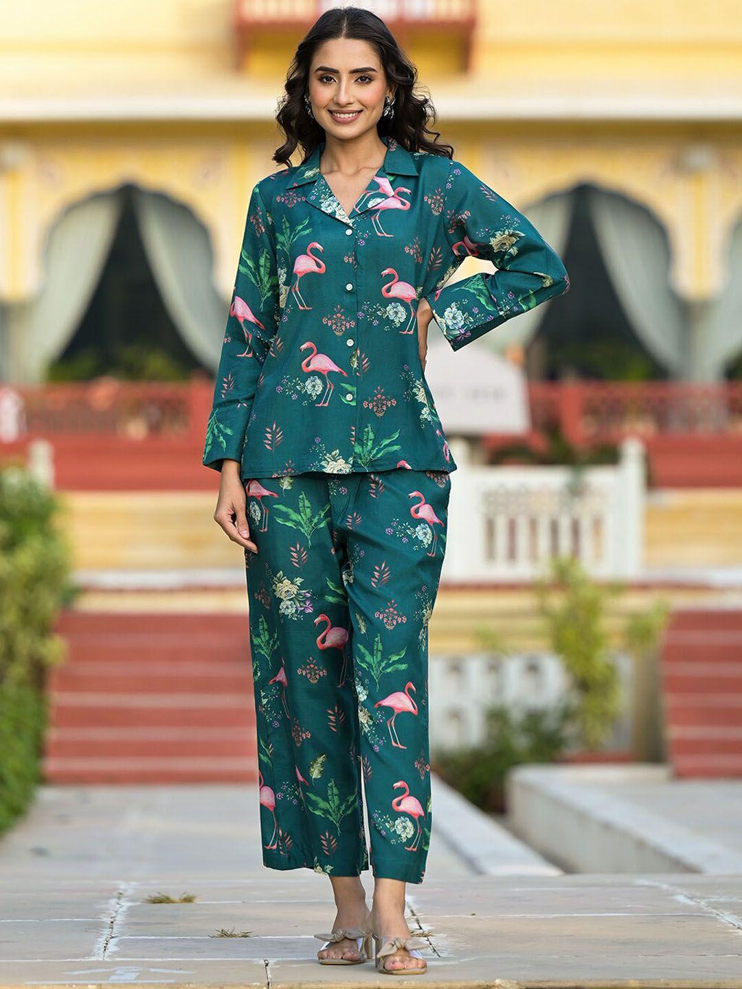 kalini floral printed muslin top & trousers co-ord set