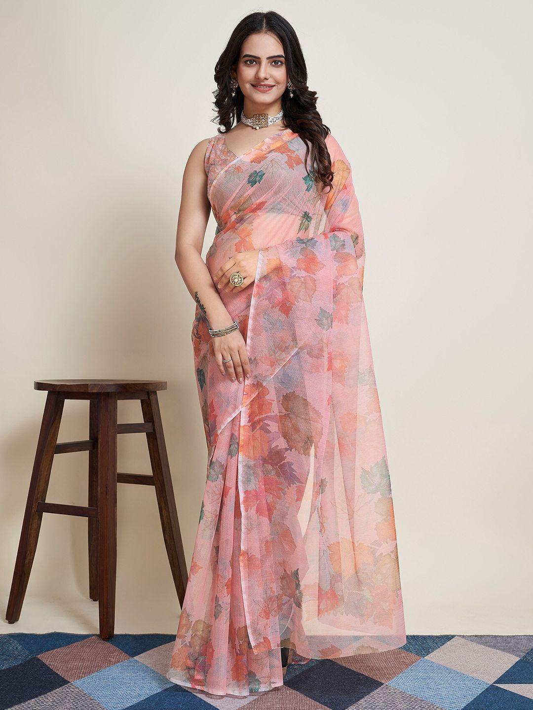 kalini floral printed net saree