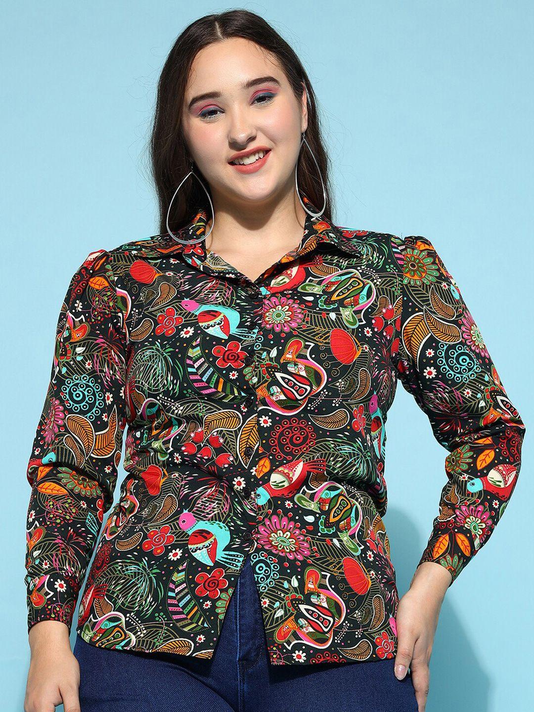 kalini floral printed puffed sleeves casual shirt