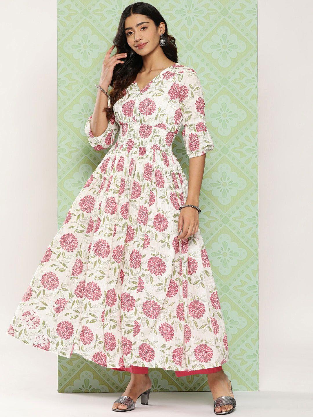 kalini floral printed pure cotton anarkali kurta