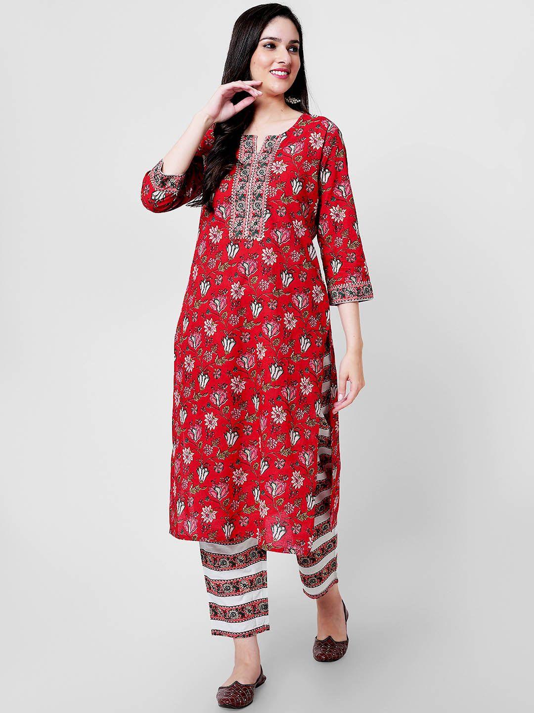 kalini floral printed pure cotton gotta patti kurta with palazzos