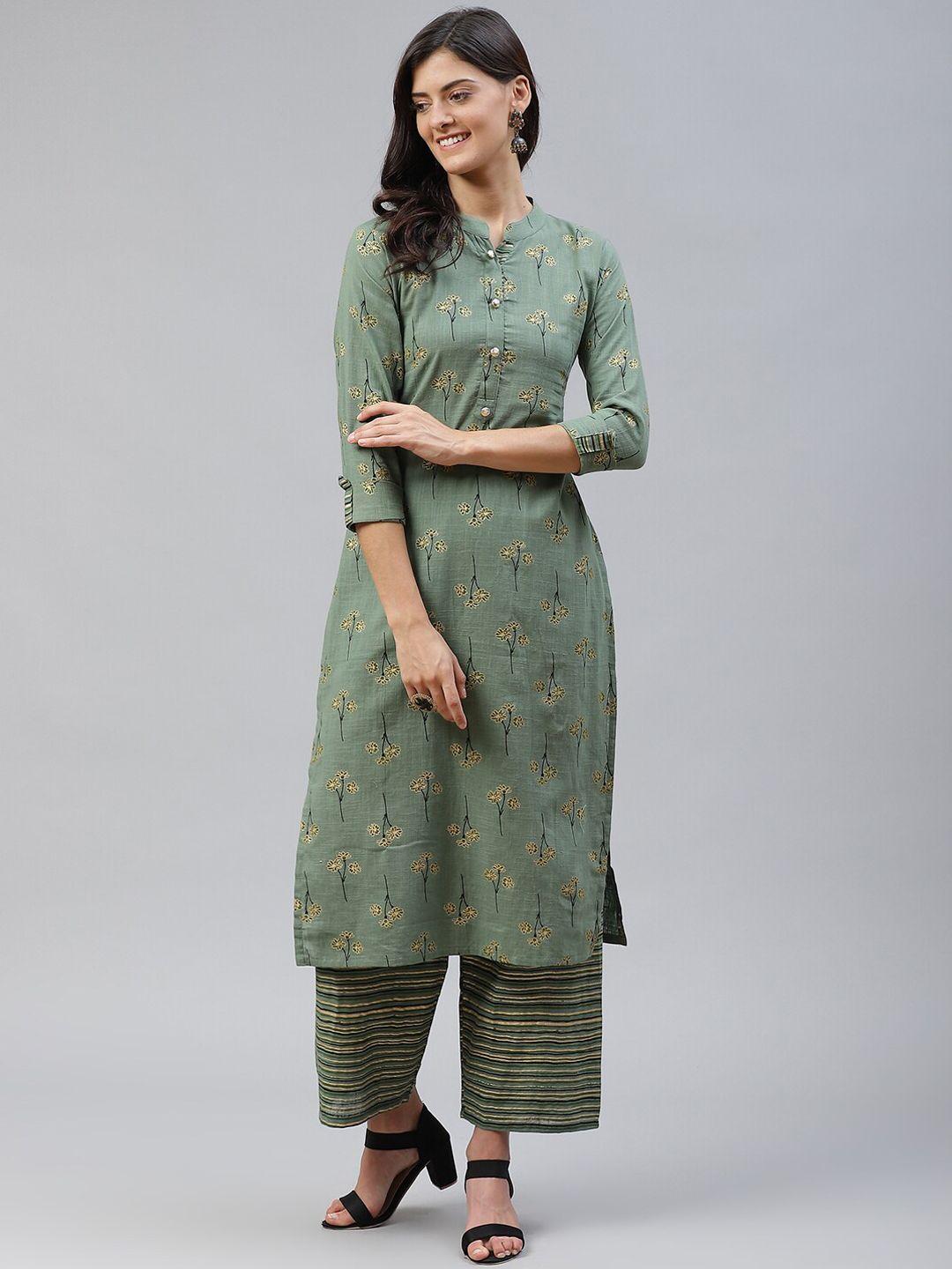 kalini floral printed pure cotton kurta with palazzos