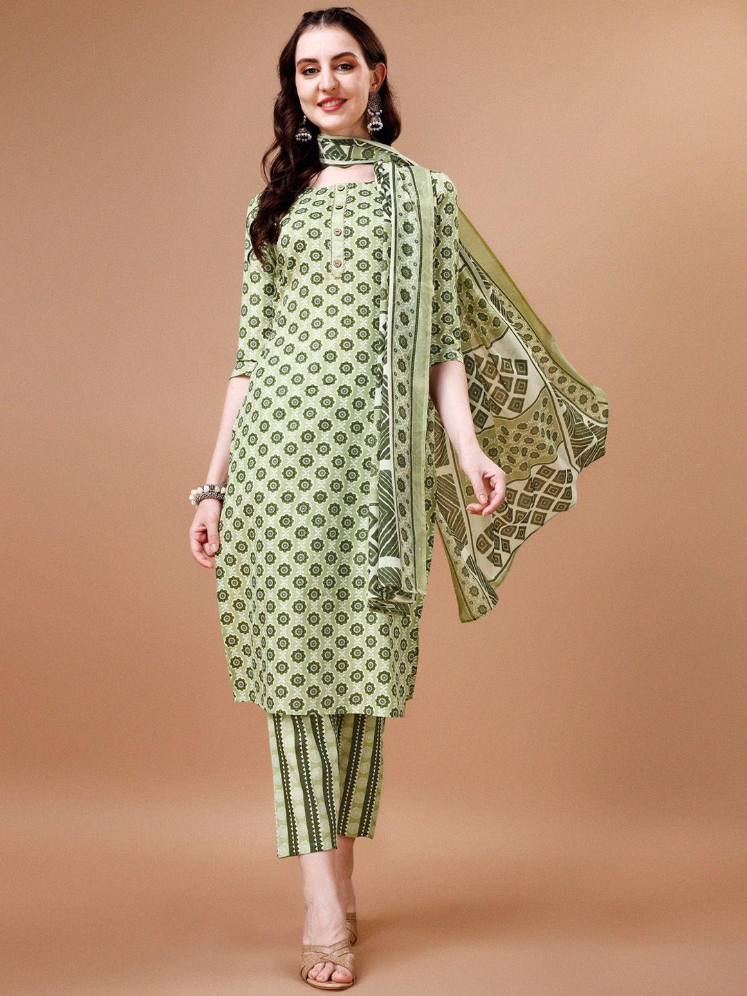 kalini floral printed pure cotton kurta with trousers & dupatta