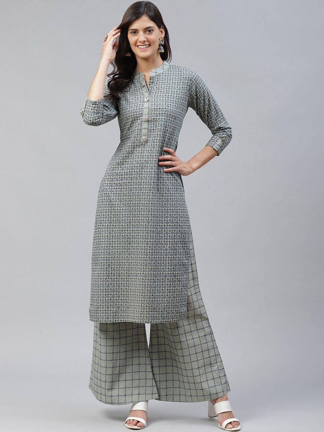 kalini floral printed pure cotton regular kurta with palazzos