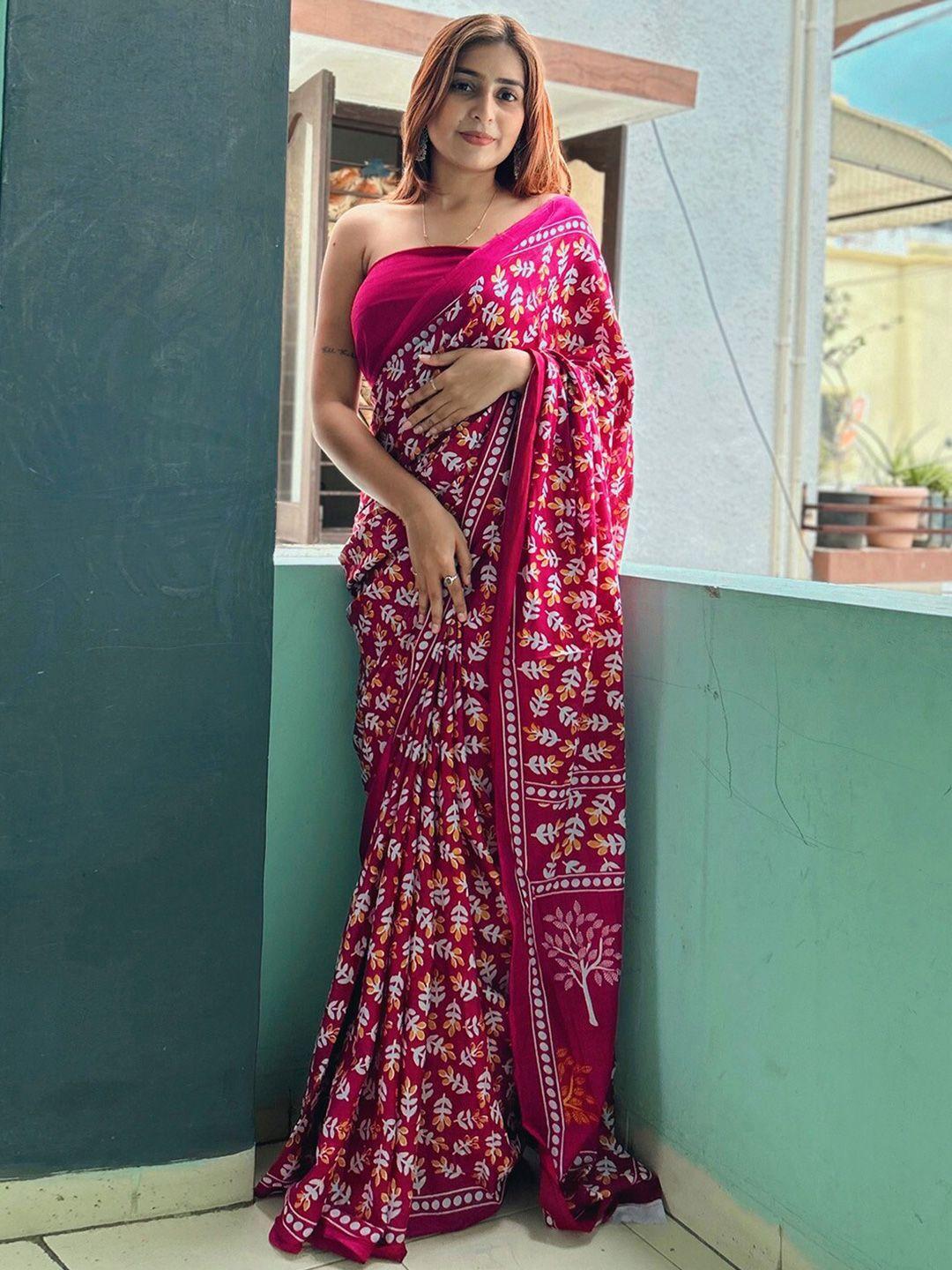 kalini floral printed pure cotton saree