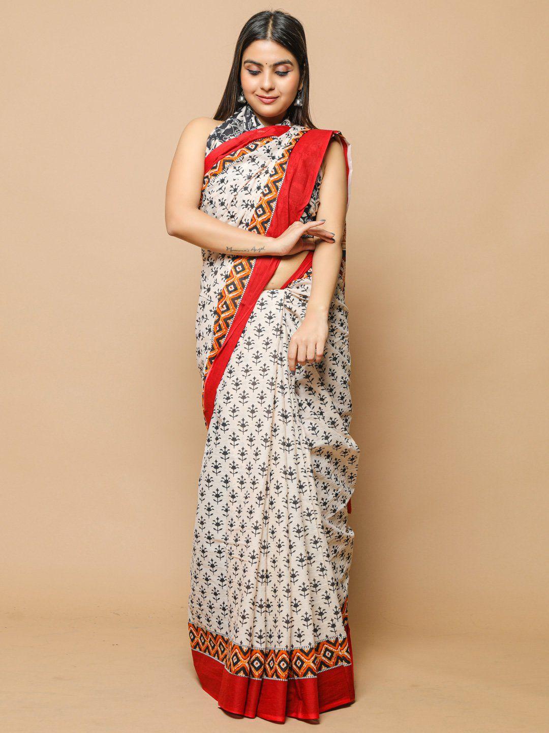 kalini floral printed pure cotton saree