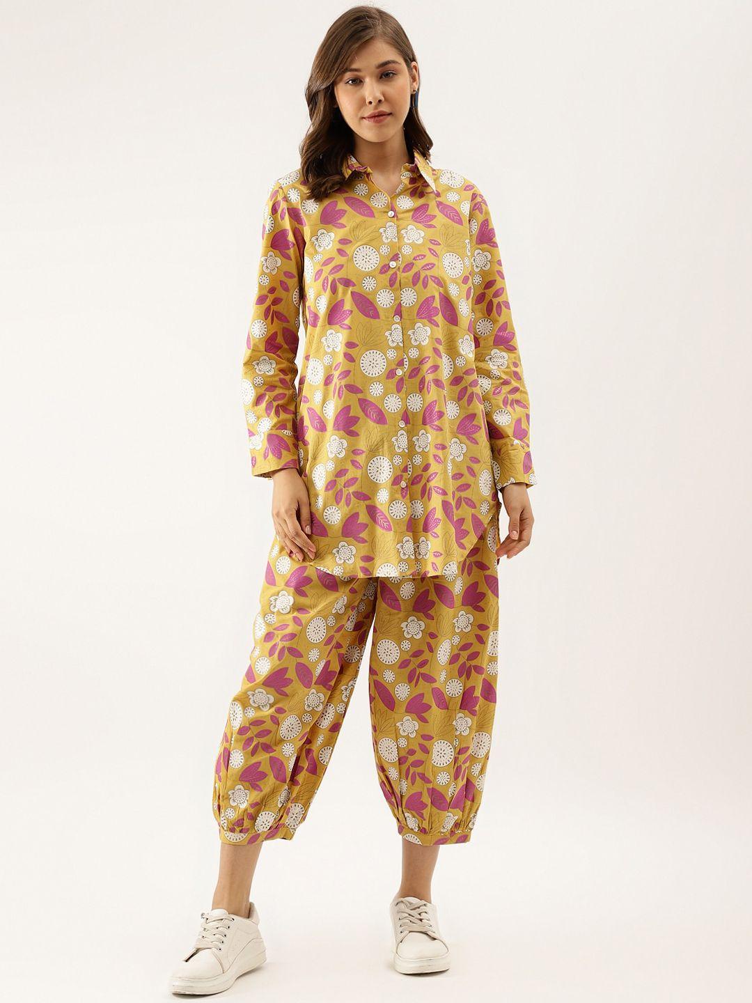 kalini floral printed pure cotton shirt with trousers