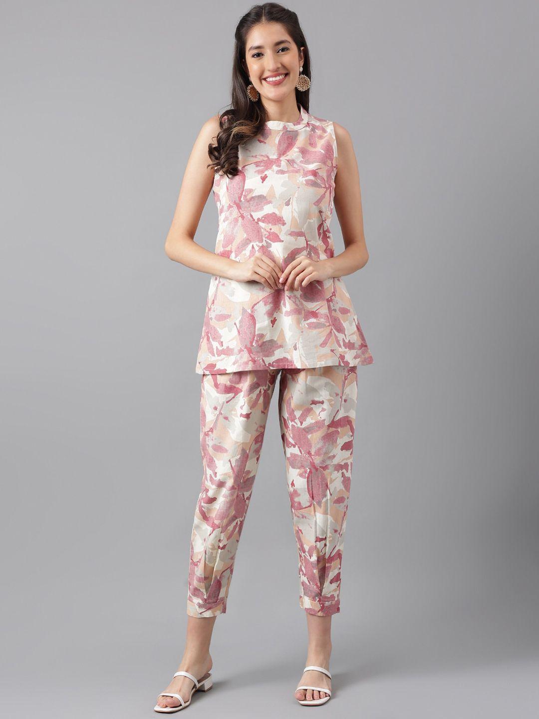 kalini floral printed pure cotton top with trousers