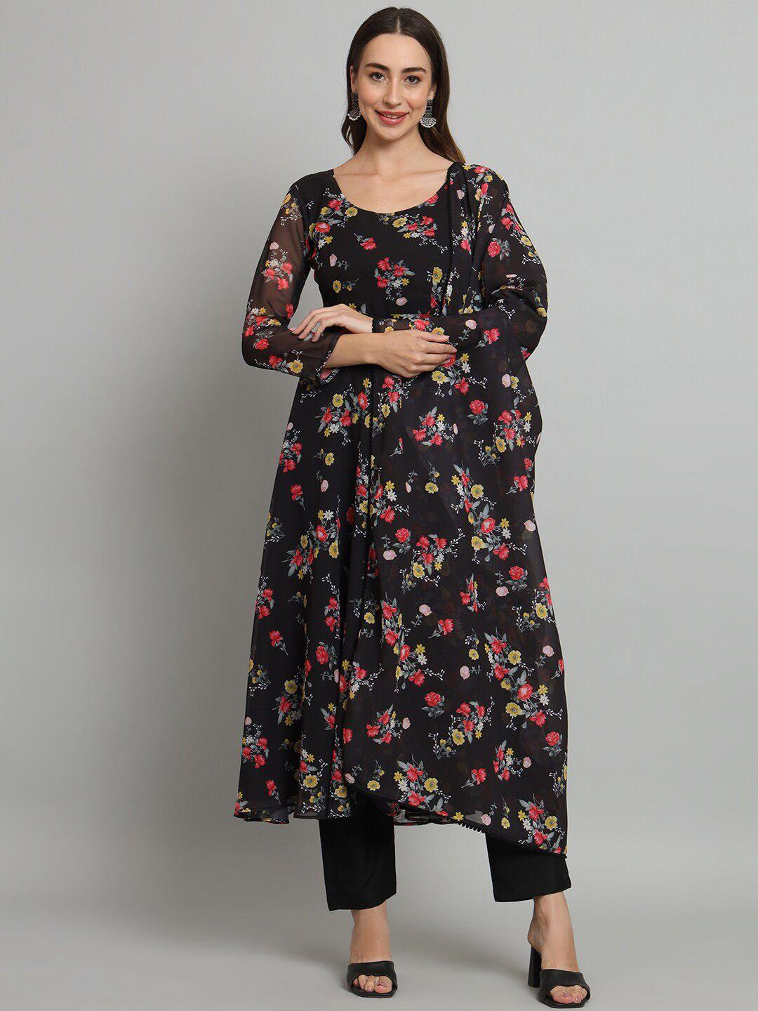 kalini floral printed pure georgette kurta with dupatta