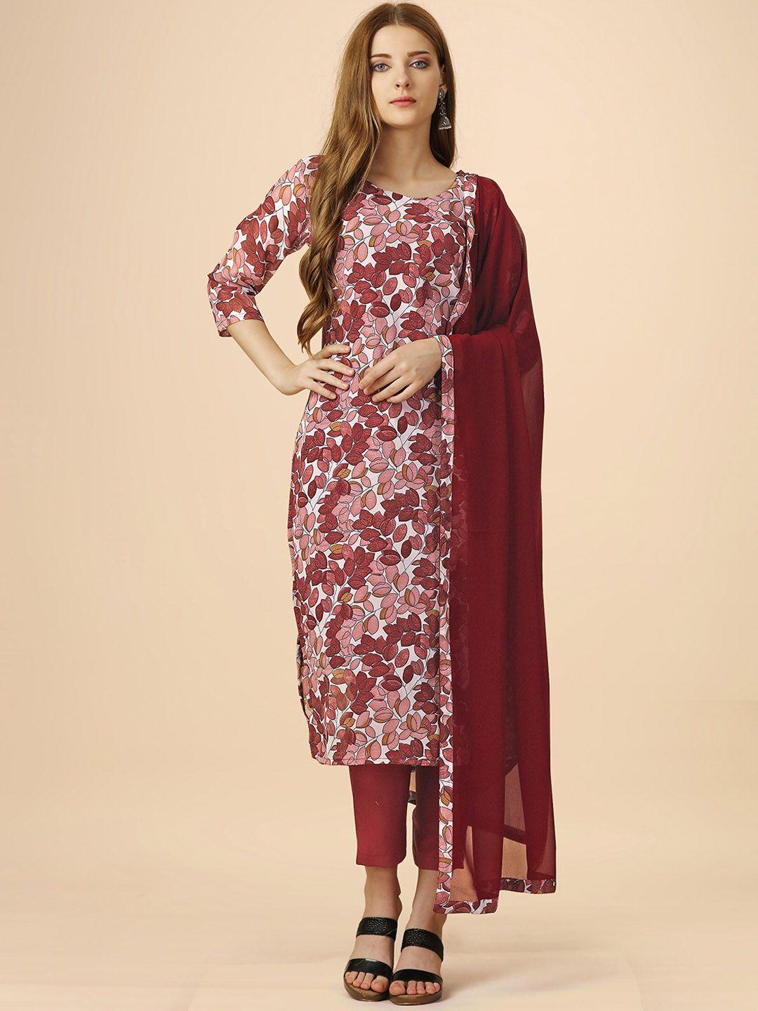 kalini floral printed regular kurta with trousers & dupatta