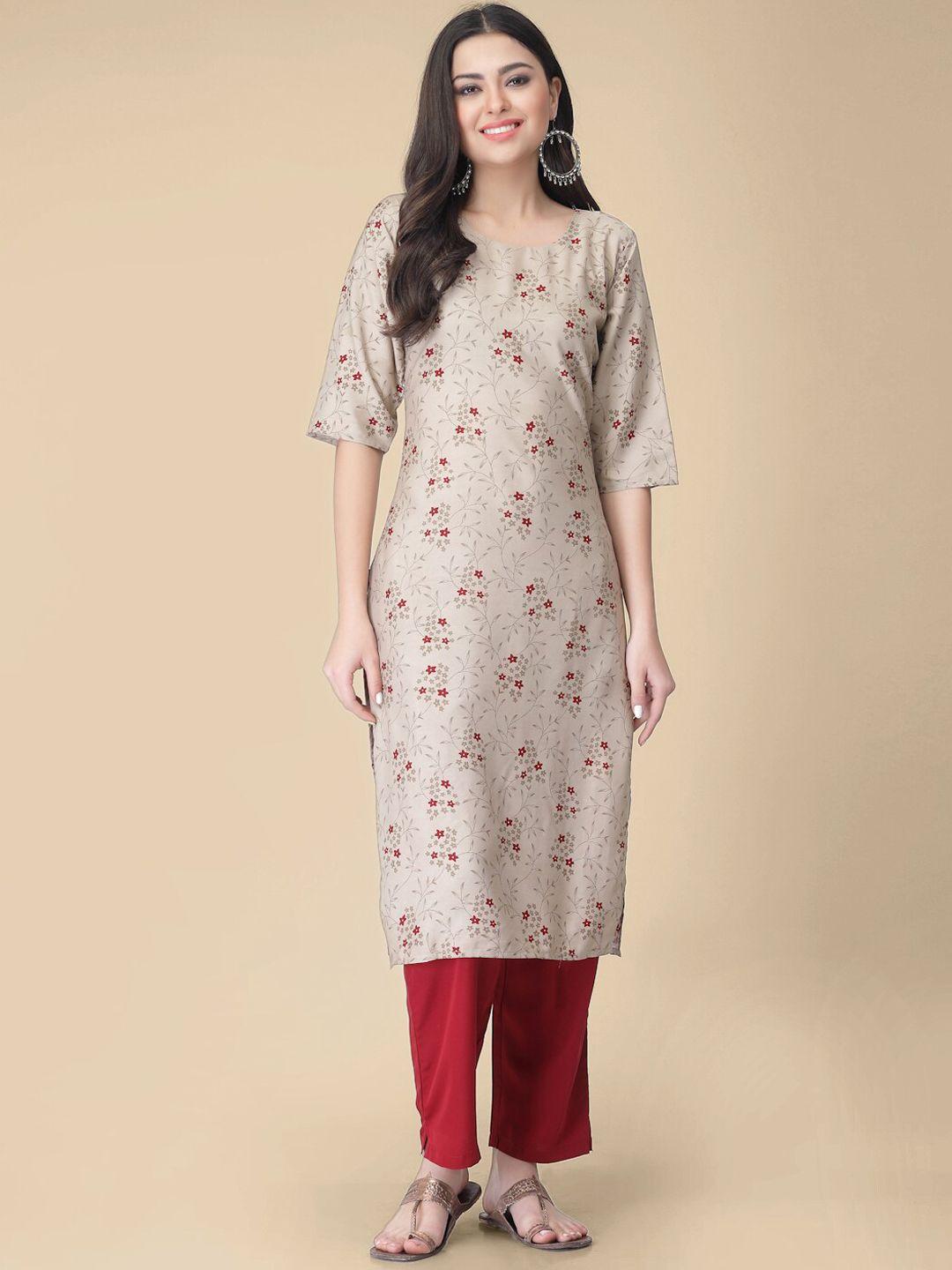 kalini floral printed round neck kurta with trousers