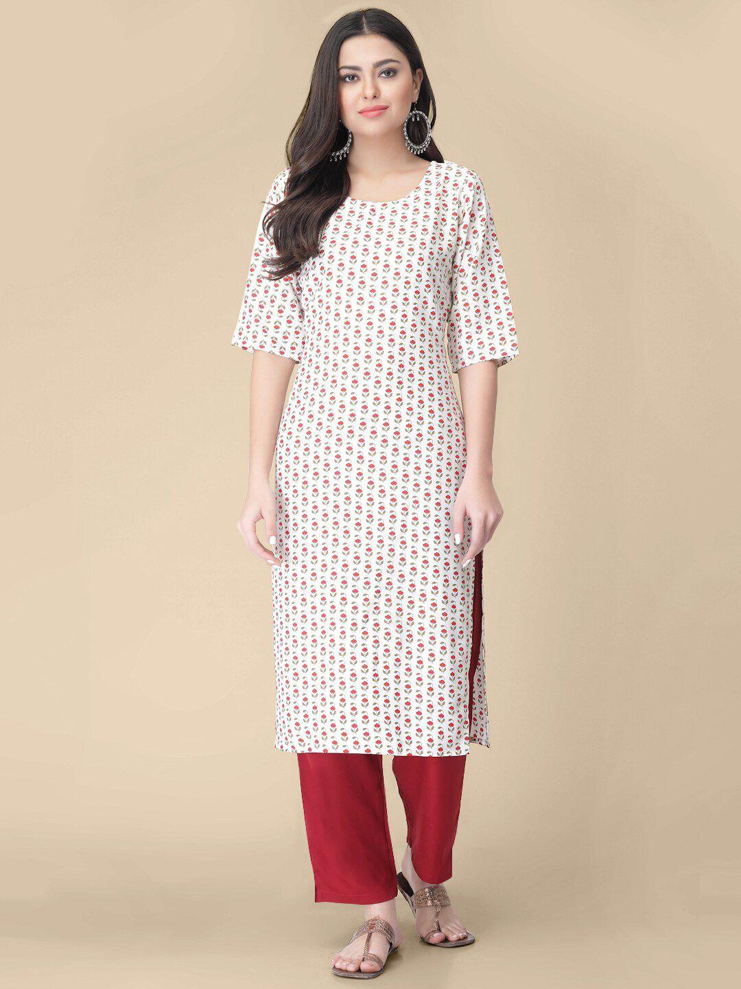 kalini floral printed round neck kurta with trousers